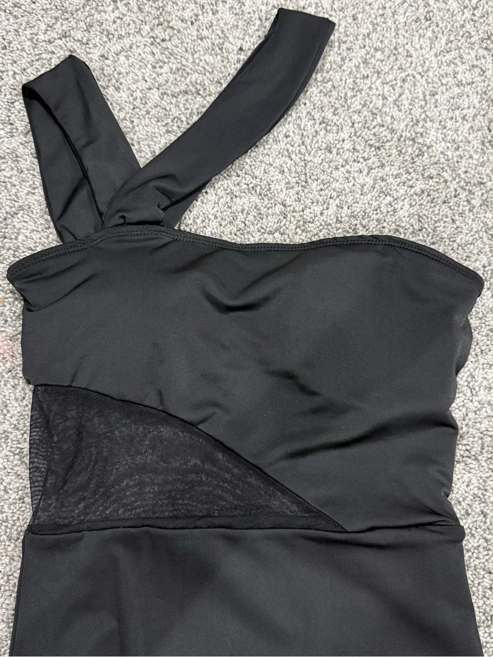 Alieva Black Skylar Prune Mesh Cheeky One Piece Swimsuit Asymmetrical Women’s S